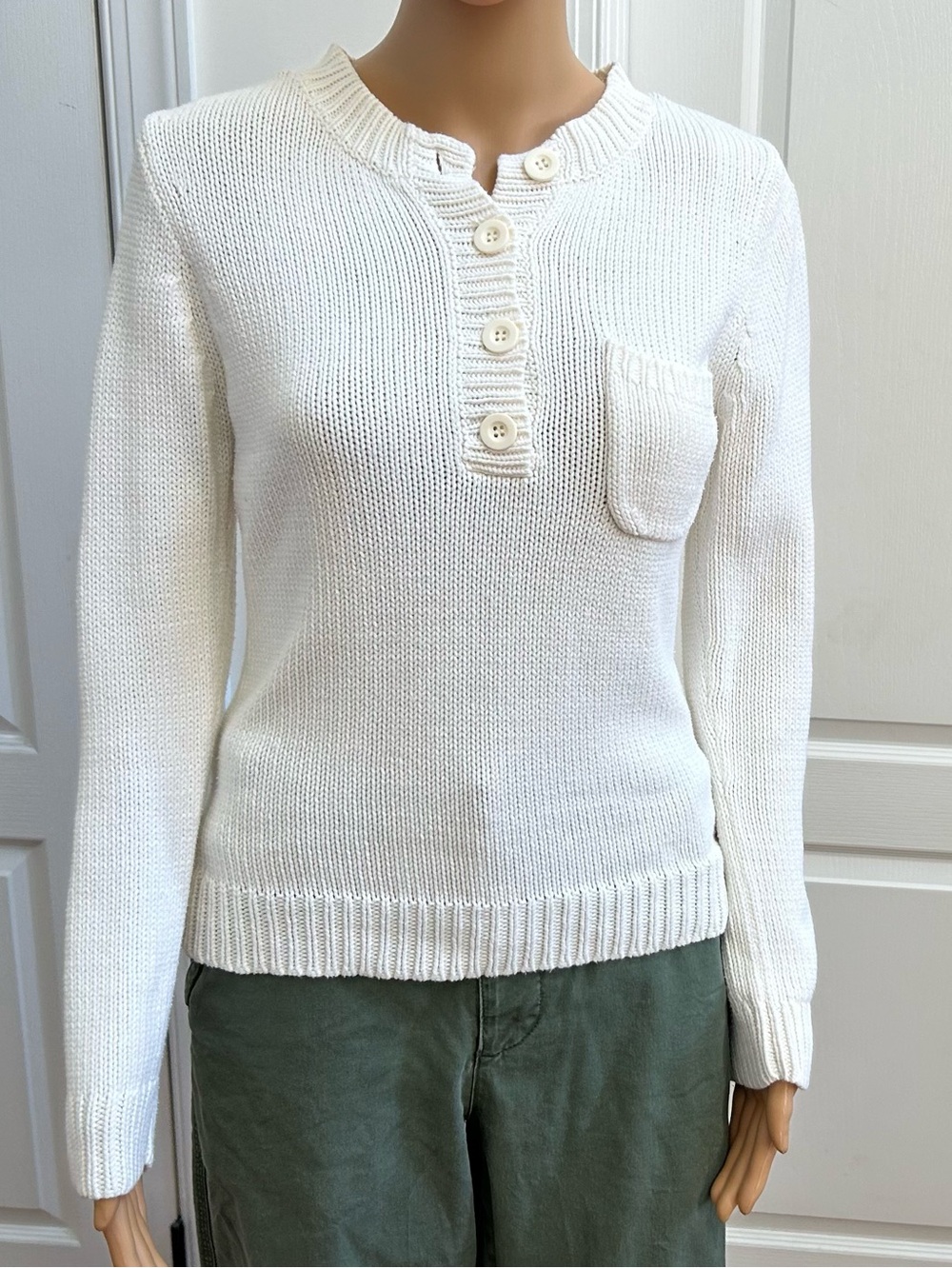 H&M white 100% cotton Knit Crewneck Sweater
